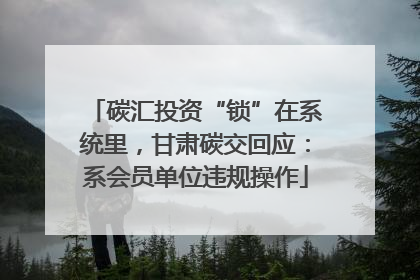 碳汇投资“锁”在系统里，甘肃碳交回应：系会员单位违规操作