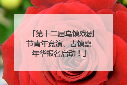 第十二届乌镇戏剧节青年竞演、古镇嘉年华报名启动！