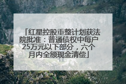 红星控股重整计划获法院批准：普通债权中每户25万元以下部分，六个月内全额现金清偿