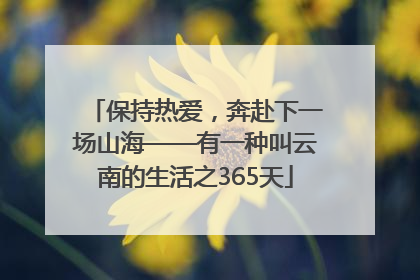 保持热爱，奔赴下一场山海——有一种叫云南的生活之365天