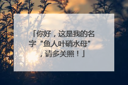 你好，这是我的名字“鱼人叶硝水母”，请多关照！