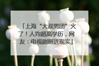 上海“大叔男团”火了！人均超高学历，网友：电视剧照进现实