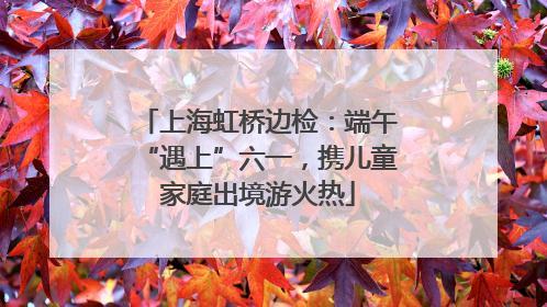 上海虹桥边检：端午“遇上”六一，携儿童家庭出境游火热