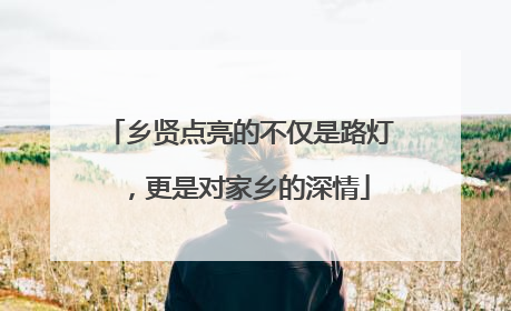 乡贤点亮的不仅是路灯，更是对家乡的深情