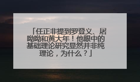 任正非提到罗登义、屠呦呦和黄大年！他眼中的基础理论研究显然并非纯理论，为什么？