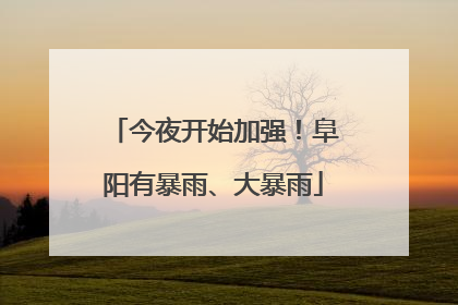今夜开始加强！阜阳有暴雨、大暴雨