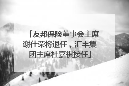 友邦保险董事会主席谢仕荣将退任，汇丰集团主席杜嘉祺接任
