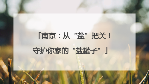 南京：从“盐”把关！守护你家的“盐罐子”