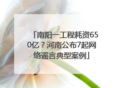 南阳一工程耗资650亿？河南公布7起网络谣言典型案例