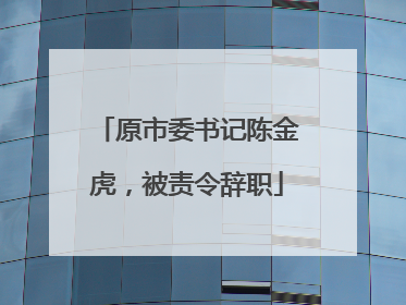 原市委书记陈金虎，被责令辞职