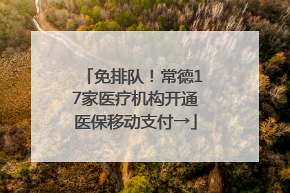 免排队！常德17家医疗机构开通医保移动支付→