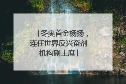 冬奥首金杨扬，连任世界反兴奋剂机构副主席
