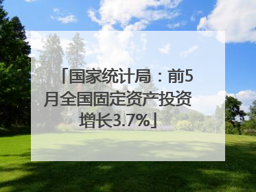 国家统计局：前5月全国固定资产投资增长3.7%