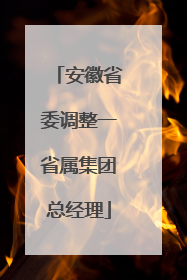 安徽省委调整一省属集团总经理