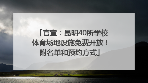 官宣：昆明40所学校体育场地设施免费开放！附名单和预约方式