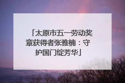 太原市五一劳动奖章获得者张雅楠：守护国门绽芳华