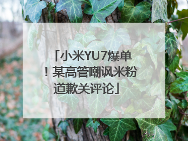 小米YU7爆单！某高管嘲讽米粉道歉关评论