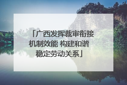 广西发挥裁审衔接机制效能 构建和谐稳定劳动关系