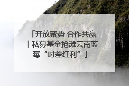 开放聚势 合作共赢丨私募基金抢滩云南蓝莓“时差红利”