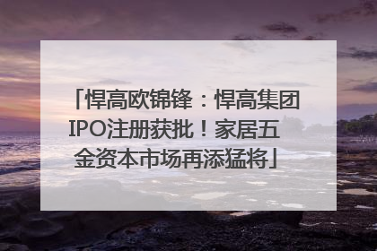 悍高欧锦锋：悍高集团IPO注册获批！家居五金资本市场再添猛将