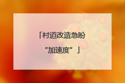 村道改造急盼“加速度”