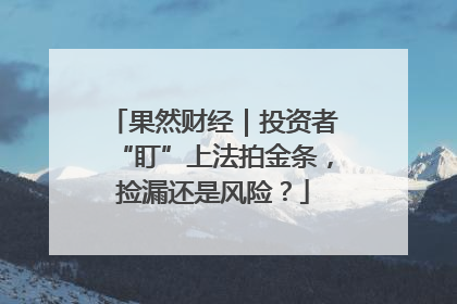 果然财经｜投资者“盯”上法拍金条，捡漏还是风险？