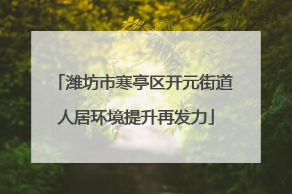 潍坊市寒亭区开元街道人居环境提升再发力