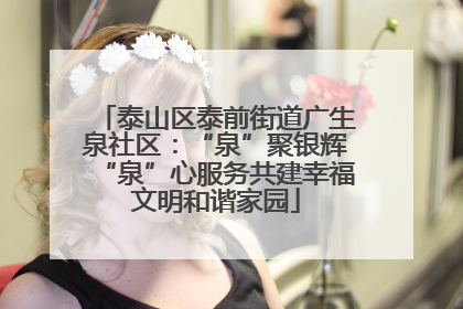 泰山区泰前街道广生泉社区：“泉”聚银辉“泉”心服务共建幸福文明和谐家园