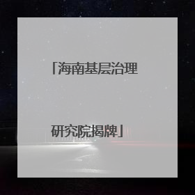 海南基层治理研究院揭牌