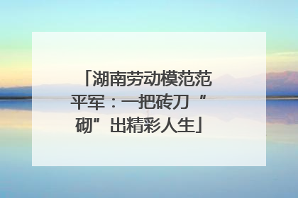 湖南劳动模范范平军：一把砖刀“砌”出精彩人生