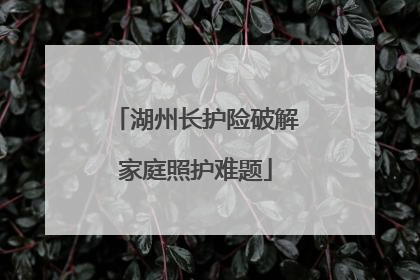 湖州长护险破解家庭照护难题