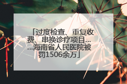 过度检查、重复收费、串换诊疗项目……海南省人民医院被罚1506余万
