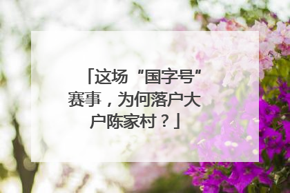 这场“国字号”赛事，为何落户大户陈家村？