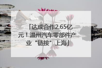 达成合作2.65亿元！温州汽车零部件产业“链接”上海
