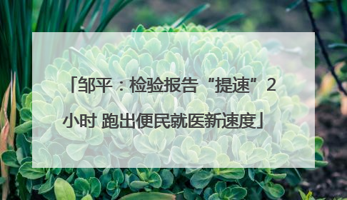 邹平：检验报告“提速”2小时 跑出便民就医新速度