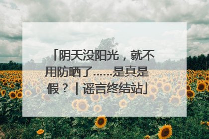 阴天没阳光，就不用防晒了……是真是假？｜谣言终结站