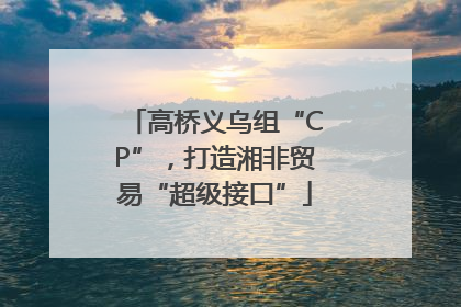 高桥义乌组“CP”，打造湘非贸易“超级接口”