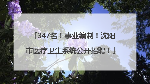 347名！事业编制！沈阳市医疗卫生系统公开招聘！