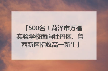 500名！菏泽市万福实验学校面向牡丹区、鲁西新区招收高一新生