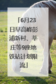6月23日早高峰彭浦新村、莘庄等9座地铁站计划限流