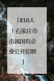 810人！石家庄市市属国有企业公开招聘