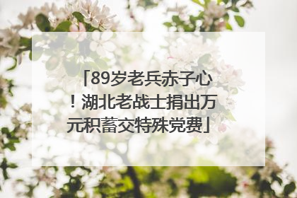 89岁老兵赤子心！湖北老战士捐出万元积蓄交特殊党费