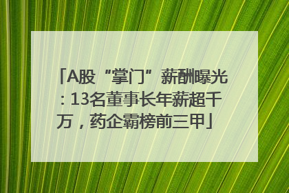 A股“掌门”薪酬曝光：13名董事长年薪超千万，药企霸榜前三甲