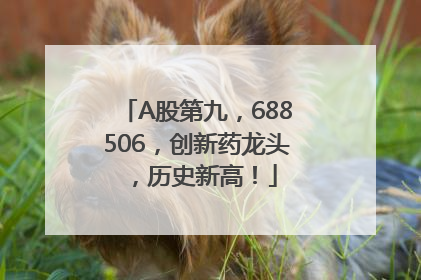 A股第九，688506，创新药龙头，历史新高！